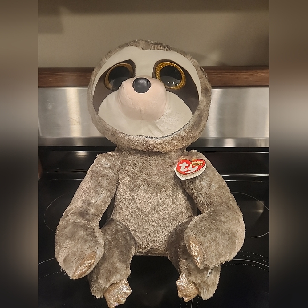 18" TY Beanie Boos DANGLER the Sloth Glitter Eyes Large Buddy 100% Silk with Tag